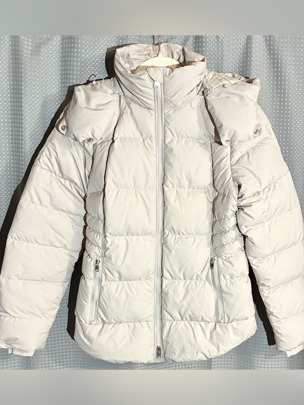 Athleta Downtown Jacket Quilted Puffer SP Remove Hood Zip Pockets Skiing Winter